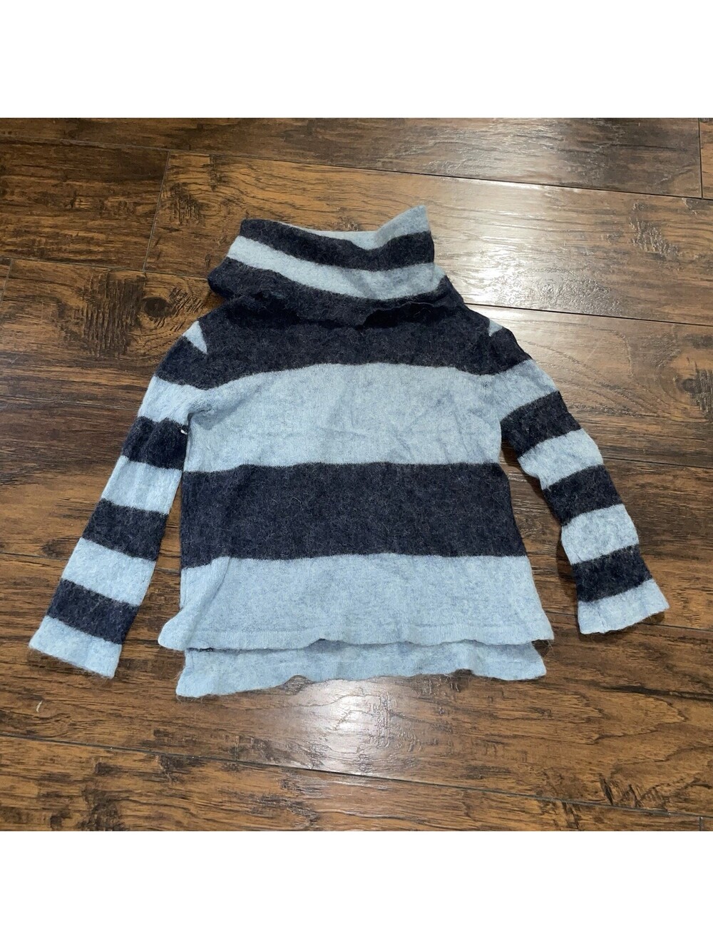 Free People Lulu Blue Rugby Stripe Alpaca Cowl Neck Sweater Womens Sz Small